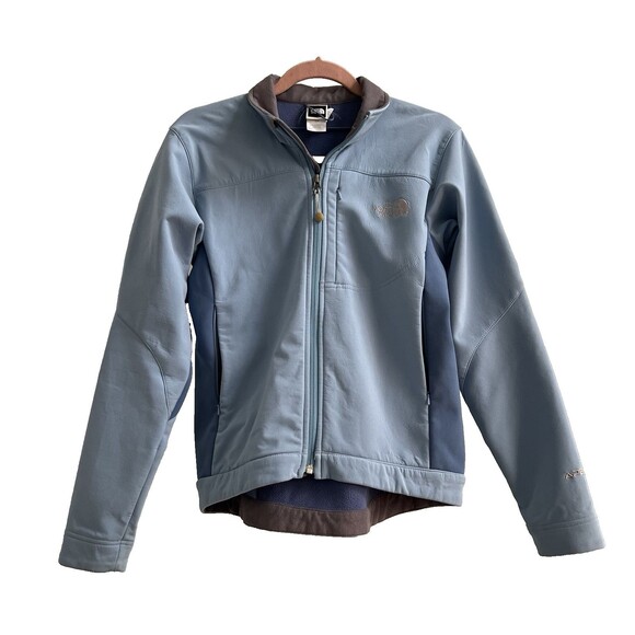The North Face Jacket Apex Baby Blue Y2K Soft Shell Zip Size Small Vintage - Picture 1 of 9